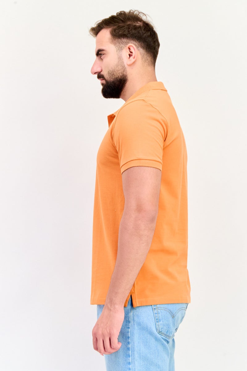 Celio Men Regular Fit Solid Shot Sleeve Polo Shirt, Rust - Image 3